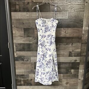 Floral White and Blue Women's Dress
